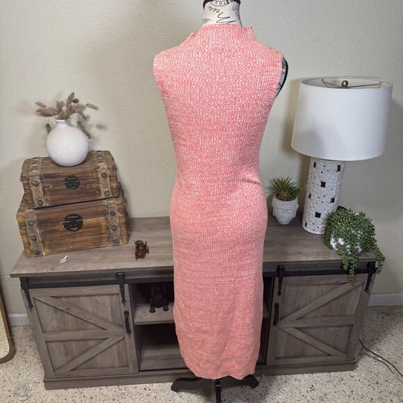 Anthropologie Daily Practice Mock Neck Ribbed Knit Midi Dress Sz M Coral Casual - Picture 5 of 8